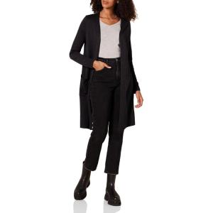 imageAmazon Essentials Womens Lightweight Longer Length OpenFront LongSleeve Cardigan Sweater Available in Plus SizeBlack