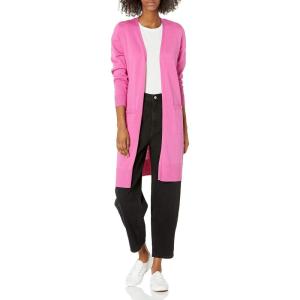 imageAmazon Essentials Womens Lightweight Longer Length OpenFront LongSleeve Cardigan Sweater Available in Plus SizeBright Pink