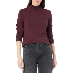 imageAmazon Essentials Womens Lightweight Mockneck Sweater Available in Plus SizeBurgundy