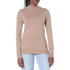 imageAmazon Essentials Womens Lightweight Mockneck Sweater Available in Plus SizeCamel Heather
