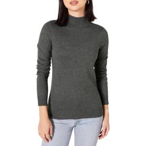 imageAmazon Essentials Womens Lightweight Mockneck Sweater Available in Plus SizeCharcoal Heather