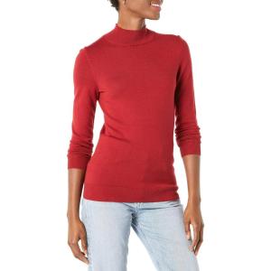 imageAmazon Essentials Womens Lightweight Mockneck Sweater Available in Plus SizeDark Red