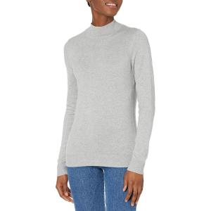 imageAmazon Essentials Womens Lightweight Mockneck Sweater Available in Plus SizeLight Grey Heather