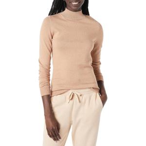imageAmazon Essentials Womens Lightweight Mockneck Sweater Available in Plus SizeTaupe Heather