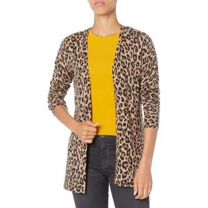 imageAmazon Essentials Womens Lightweight OpenFront Cardigan Sweater Available in Plus SizeCamel Leopard