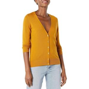 imageAmazon Essentials Womens Lightweight VNeck Cardigan Sweater Available in Plus SizeCaramel