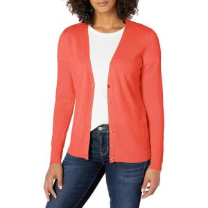 imageAmazon Essentials Womens Lightweight VNeck Cardigan Sweater Available in Plus SizeCoral Pink