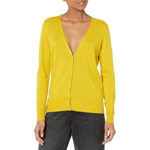 imageAmazon Essentials Womens Lightweight VNeck Cardigan Sweater Available in Plus SizeDark Yellow