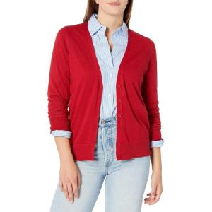 imageAmazon Essentials Womens Lightweight VNeck Cardigan Sweater Available in Plus SizeRed
