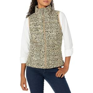 imageAmazon Essentials Womens Lightweight WaterResistant Packable Puffer VestLight Camel Leopard Print