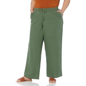 imageAmazon Essentials Womens Linen Blend Drawstring Relaxed Fit Wide Leg Pant Available in Plus SizeMilitary Green