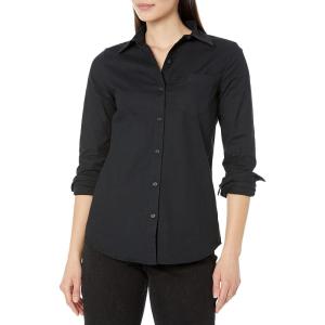 imageAmazon Essentials Womens Long Sleeve Button Down Stretch Oxford Shirt Available in Plus SizeBlack