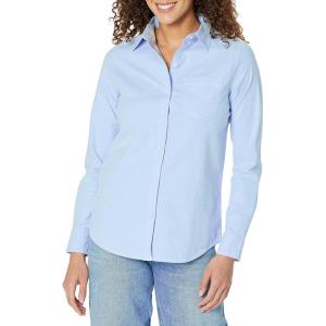 imageAmazon Essentials Womens Long Sleeve Button Down Stretch Oxford Shirt Available in Plus SizeBlue