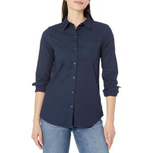 imageAmazon Essentials Womens Long Sleeve Button Down Stretch Oxford Shirt Available in Plus SizeNavy