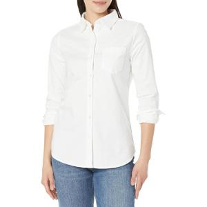 imageAmazon Essentials Womens Long Sleeve Button Down Stretch Oxford Shirt Available in Plus SizeWhite