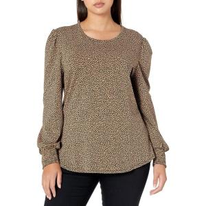 imageAmazon Essentials Womens LongSleeve Crewneck Smocked Cuff TShirtCamel Cheetah
