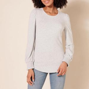 imageAmazon Essentials Womens LongSleeve Crewneck Smocked Cuff TShirtGrey Heather