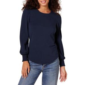 imageAmazon Essentials Womens LongSleeve Crewneck Smocked Cuff TShirtNavy