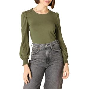 imageAmazon Essentials Womens LongSleeve Crewneck Smocked Cuff TShirtOlive