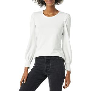 imageAmazon Essentials Womens LongSleeve Crewneck Smocked Cuff TShirtWhite