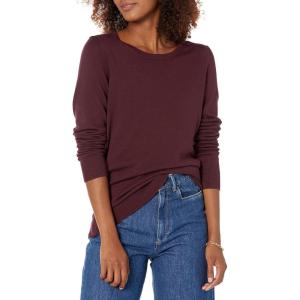 imageAmazon Essentials Womens LongSleeve Lightweight Crewneck Sweater Available in Plus SizeBurgundy