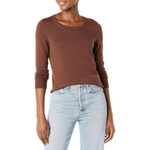 imageAmazon Essentials Womens LongSleeve Lightweight Crewneck Sweater Available in Plus SizeDark Chestnut Brown
