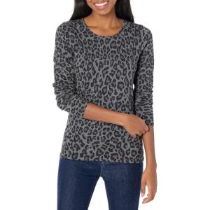 imageAmazon Essentials Womens LongSleeve Lightweight Crewneck Sweater Available in Plus SizeGrey Cheetah Print