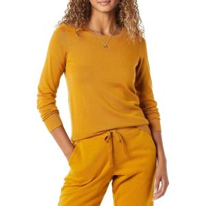 imageAmazon Essentials Womens LongSleeve Lightweight Crewneck Sweater Available in Plus SizeTobacco Brown
