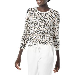 imageAmazon Essentials Womens LongSleeve Lightweight Crewneck Sweater Available in Plus SizeWhite Cheetah Print