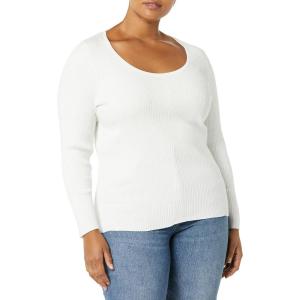 imageAmazon Essentials Womens LongSleeve Sweater Fine Gauge Stretch Scoop Neck Available in Plus SizesIvory