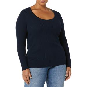 imageAmazon Essentials Womens LongSleeve Sweater Fine Gauge Stretch Scoop Neck Available in Plus SizesNavy