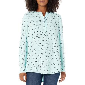 imageAmazon Essentials Womens LongSleeve Woven BlouseAqua Blue Poppy