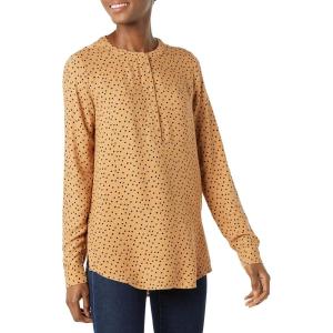 imageAmazon Essentials Womens LongSleeve Woven BlouseBlack Camel Dots