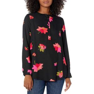 imageAmazon Essentials Womens LongSleeve Woven BlouseBlack Pink Floral