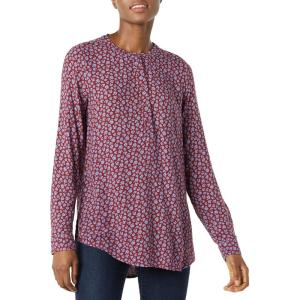 imageAmazon Essentials Womens LongSleeve Woven BlouseBlue Burgundy Daisy