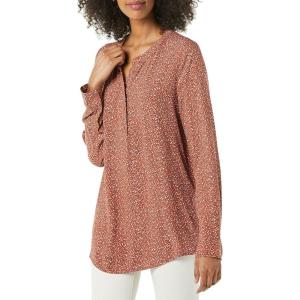 imageAmazon Essentials Womens LongSleeve Woven BlouseRust Leopard Print