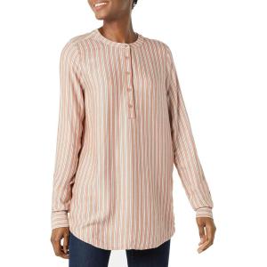 imageAmazon Essentials Womens LongSleeve Woven BlouseTerracotta French Stripe