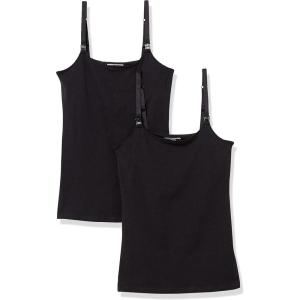 imageAmazon Essentials Womens Maternity Nursing Friendly Camisole with Adjustable Straps and Builtin Shelf Bra Pack of 2Black