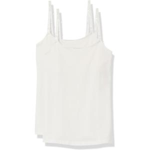 imageAmazon Essentials Womens Maternity Nursing Friendly Camisole with Adjustable Straps and Builtin Shelf Bra Pack of 2White