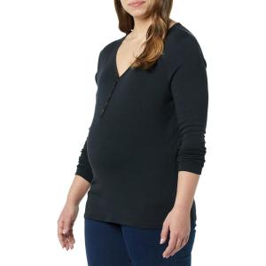 imageAmazon Essentials Womens Maternity Nursing SlimFit Henley ShirtBlack