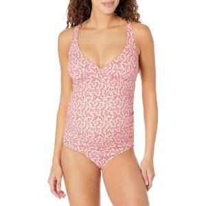 imageAmazon Essentials Womens Maternity VNeck SwimsuitPale Peach Micro Floral