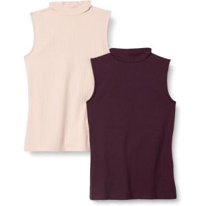 imageAmazon Essentials Womens MockNeck SlimFit RibKnit Sleeveless Top Pack of 2BlushBurgundy
