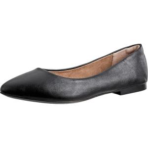 imageAmazon Essentials Womens PointedToe Ballet FlatBlack Faux Leather
