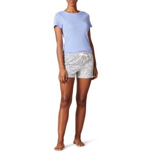 imageAmazon Essentials Womens Poplin Short and Sleep Tee SetBlue Floral