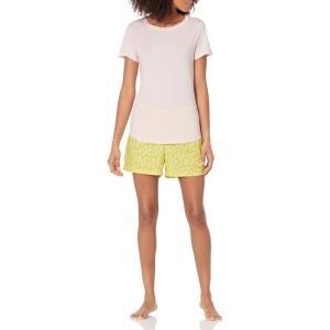 imageAmazon Essentials Womens Poplin Short and Sleep Tee SetPink Petal Print
