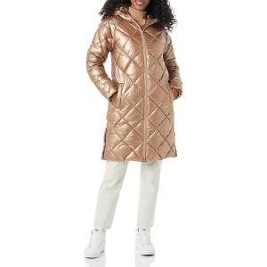 imageAmazon Essentials Womens Puffer Jacket Heavyweight Diamond Quilted Knee Length Winter CoatMetallic Taupe