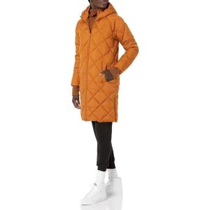 imageAmazon Essentials Womens Puffer Jacket Heavyweight Diamond Quilted Knee Length Winter CoatTan