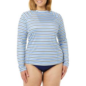 imageAmazon Essentials Womens Rash Guard Long SleeveBlue Horizontal Stripe