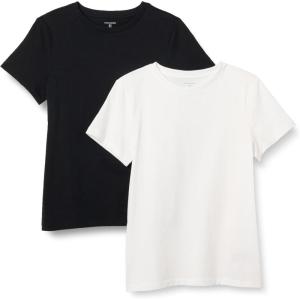 imageAmazon Essentials Womens Regular Fit 100 Cotton Crewneck Short Sleeve TShirt MultipacksBlackWhite