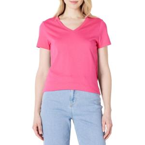 imageAmazon Essentials Womens Regular Fit 100 Cotton VNeck Short Sleeve TShirt MultipacksHot Pink